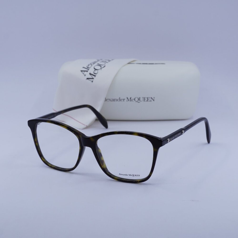 Alexander McQueen AM0191O 002 Square Eyeglasses 54mm - Havana